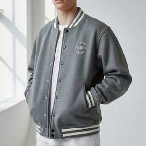 American Apparel Gray Varsity Jacket Sz S Cotton Preppy Sporty Unisex Varsity